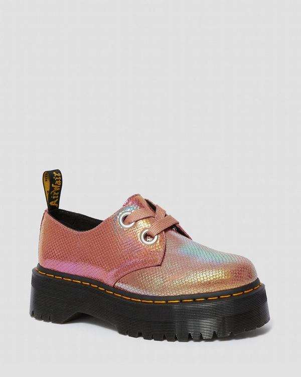 Dr Martens Dámské Polobotky Holly Iridescent Růžové, CZ-871609